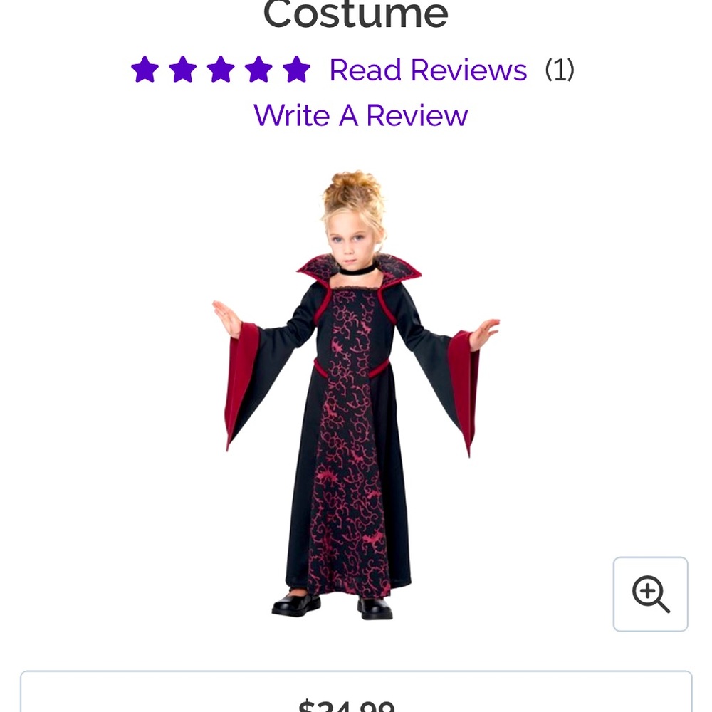 Vampire Dress Halloween Costume Toddler Size Medium (3T-4T)